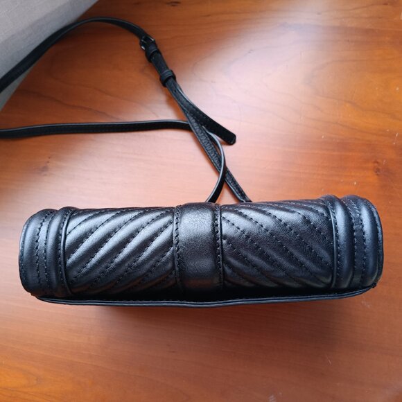 Rebecca Minkoff Chevron Embossed Small Black Leather Shoulder Bag - Picture 4 of 9